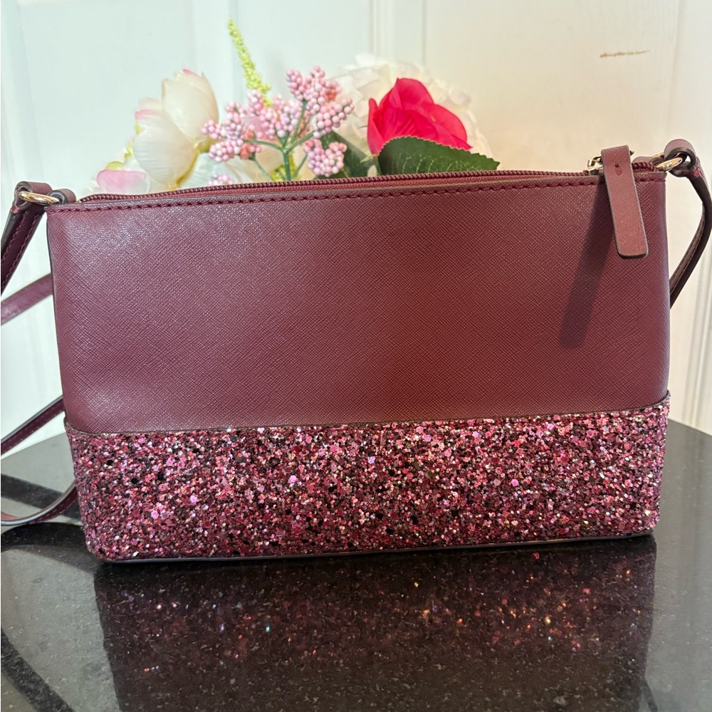 Kate Spade Burgundy and Glitter Crossbody Bag - Picture 3 of 4